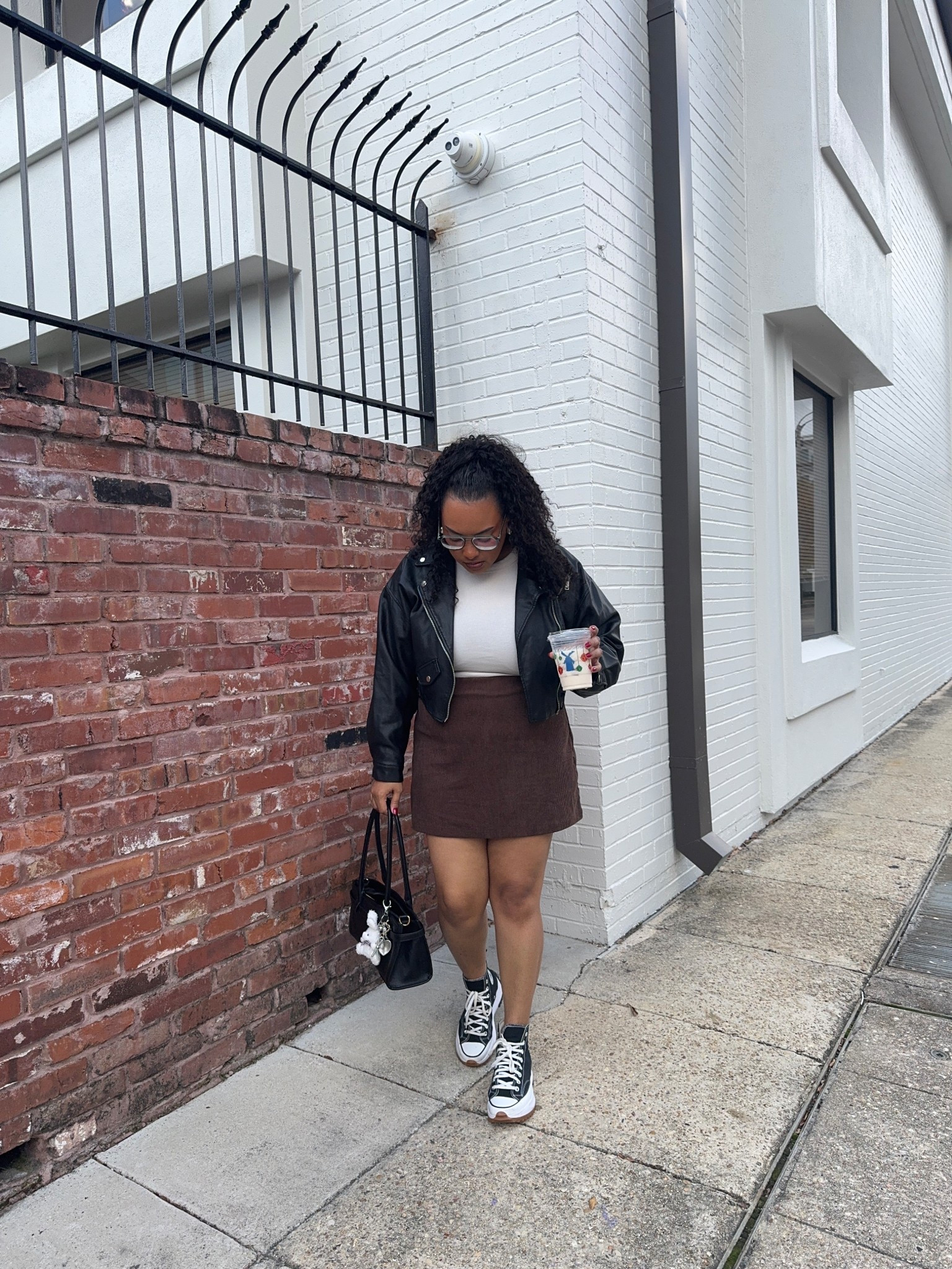 minimal winter ootd for my midsize girlies who live in warmer climates 🫶🏽 absolutely love pairing this cropped leather jacket with my platform converse! 

#LTKootd #LTKFindsUnder50 #LTKMidsize