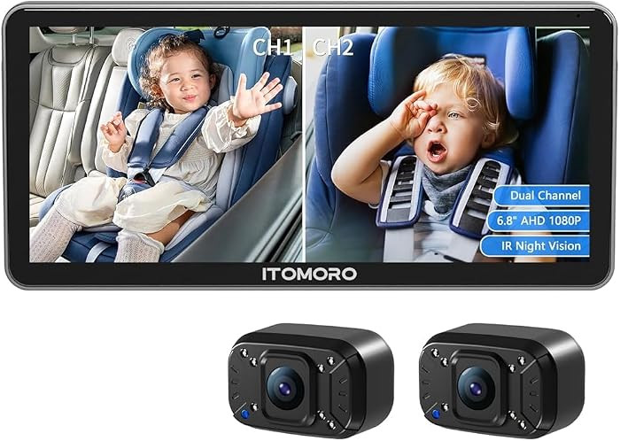 Itomoro Baby Car Camera Dual-Channel 6.8 inch HD 1080P Display with 2 IR Night Vision, Baby Car M... | Amazon (US)