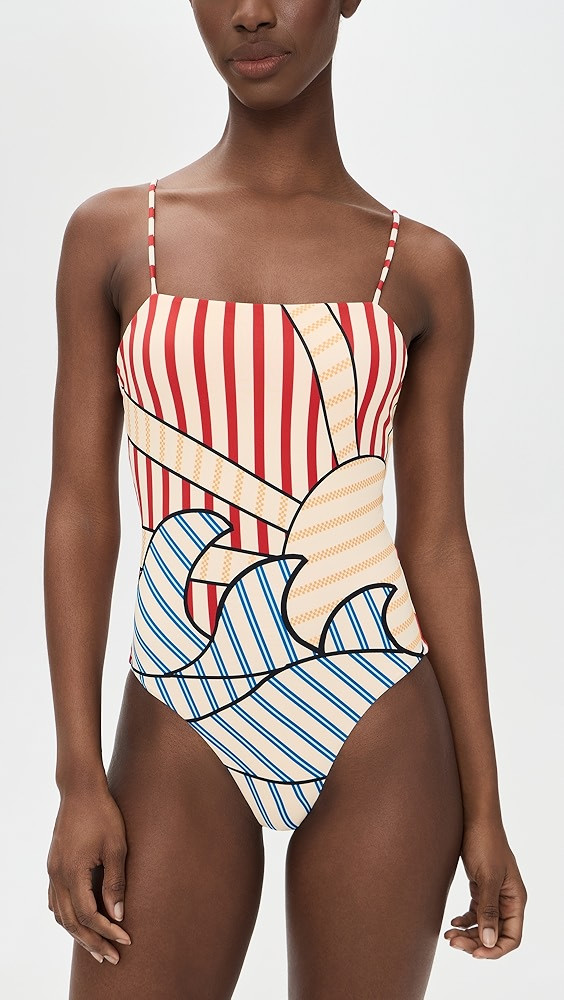 Navy Stripes Off-White One Piece | Shopbop