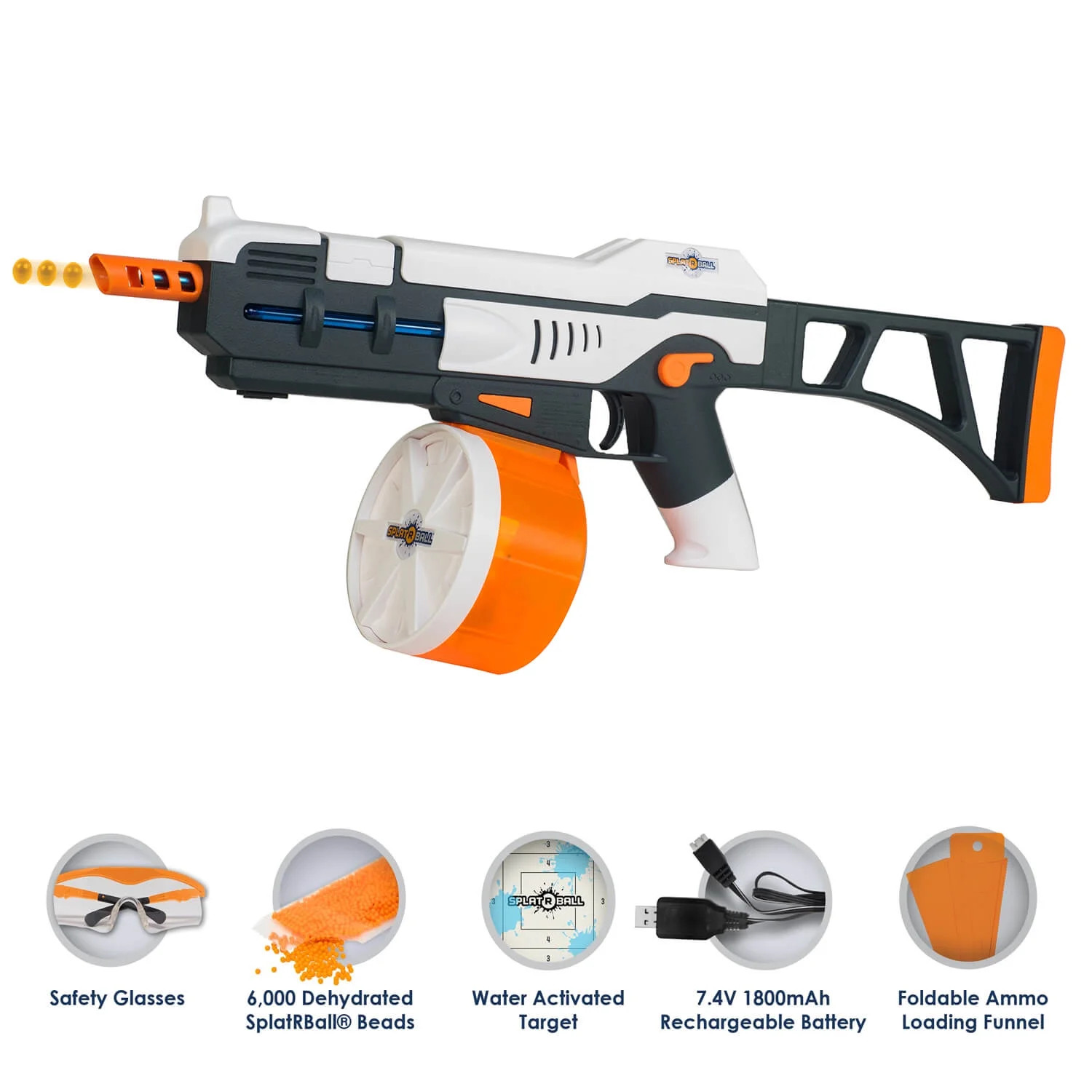 SPLATRBALL SRB1200 Full Auto Rechargeable Battery Powered Water Bead Gel Ball Blaster Kit | Walmart (US)