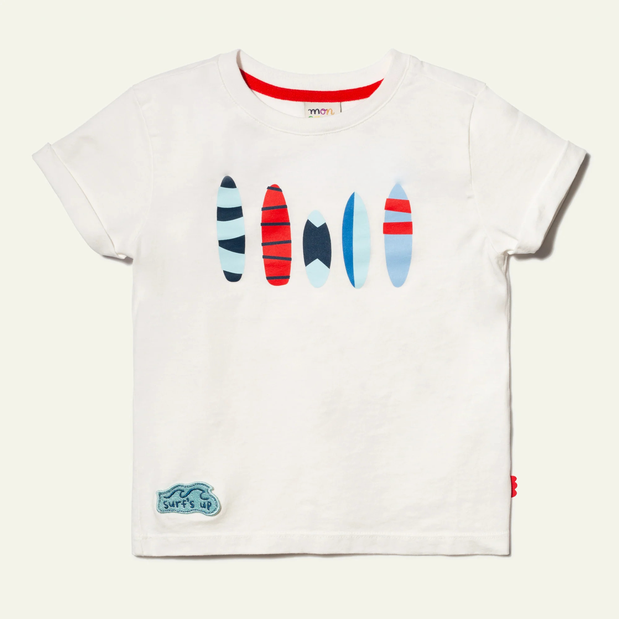 Recycled Cotton Blue Surfboard Kid T-Shirt | Mon Coeur