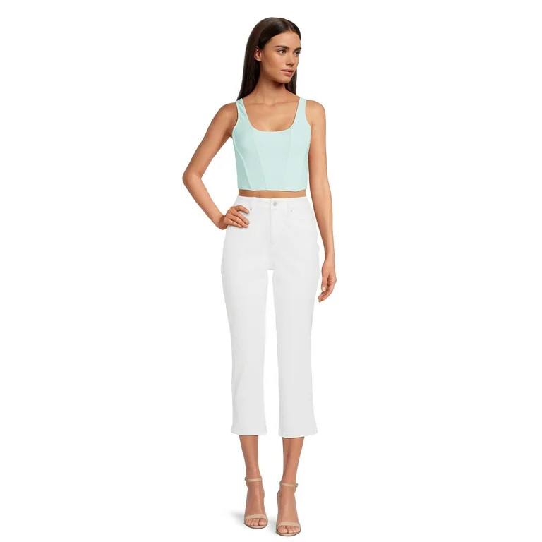 No Boundaries Juniors Ribbed Square Neck Bustier | Walmart (US)