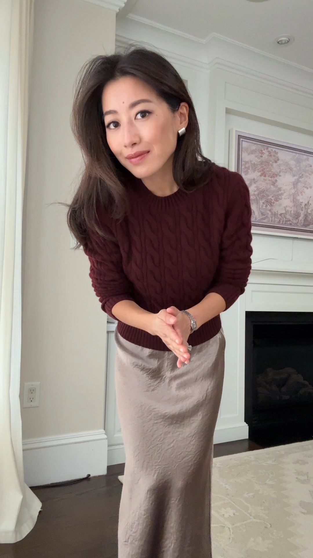 Cozy yet elevated -  this very petite friendly cashmere sweater is restocked in new colors for the holidays!

• Quince cashmere shrunken cable sweater Small, comes in both cable knit and smooth / non-cable versions. 

Shrunken, smaller petite friendly fit. I sized up in this color because I wash my cashmere at home and it shrinks a little.

• Aritzia satin maxi skirt sz 0 (size up) nomad taupe, length great for petites if you want something longer; and fabric is a nice weight , not clingy and non staticky.

• sezane Paulette boots in glossy chocolate size 4, which fits like US 5. Sezane sizes are 1 off from US sizes.

• Quince woven brown leather clutch

Fall outfit ideas, thanksgiving outfits, petite friendly

#LTKHoliday #LTKParties #LTKPetite