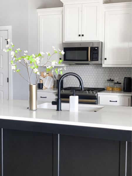 Simple Spring touches in the kitchen - linking similar and exact items to achieve this lookk

Kitchen decor, countertop decor, kitchen decor, vase, stems, wood boards, spring styling, canisters, water kettle, kitchen appliances, kitchen sink faucett

#LTKstyletip #LTKhome
