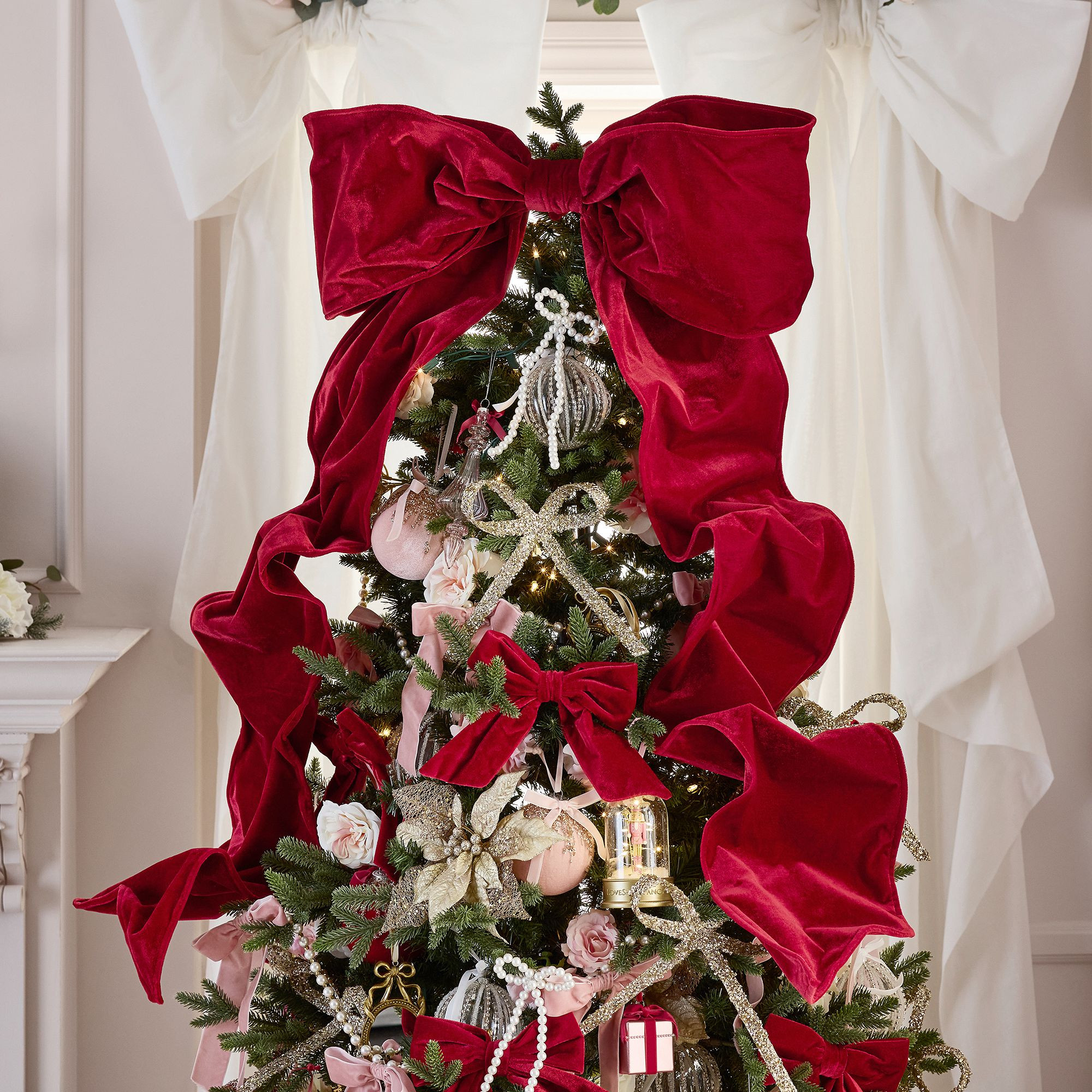 LoveShackFancy Red Velvet Bow Tree Topper | Pottery Barn Teen