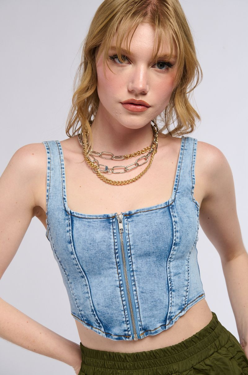 WYNN DENIM CORSET | AKIRA