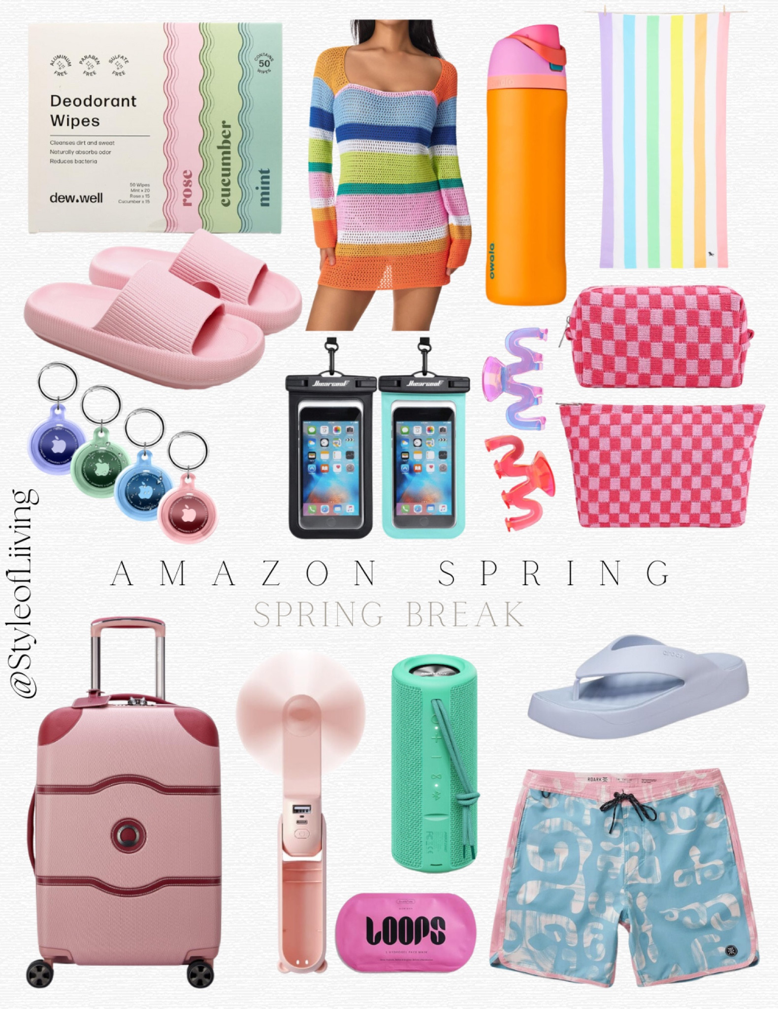Spring Break essentials! Beach towels, deodorant wipes, luggage, suitcase, Bluetooth speaker, bathing suits, swimsuits, waterproof bags, sandals, flip flops, coverups, mini fans, AirTag cover, hair clips, water bottles. #founditonamazon #amazonfinds

#LTKtravel #LTKSeasonal #LTKswim