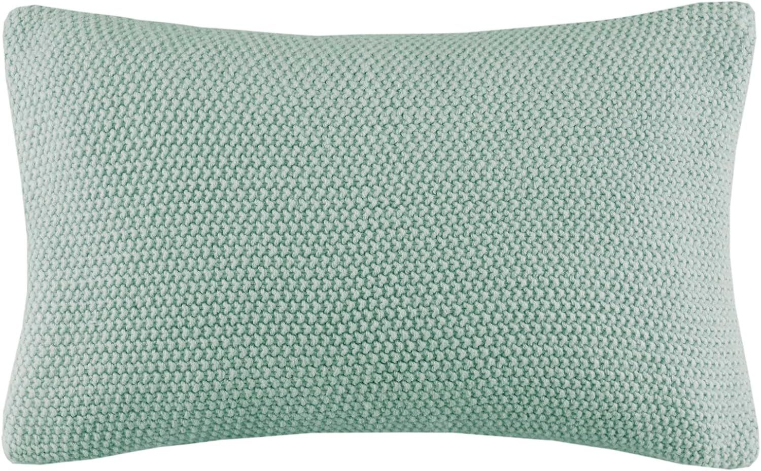 INK+IVY Bree Knit Throw Pillow Cover, Casual Oblong Decorative Pillow Cover, 12X20, Aqua | Amazon (US)