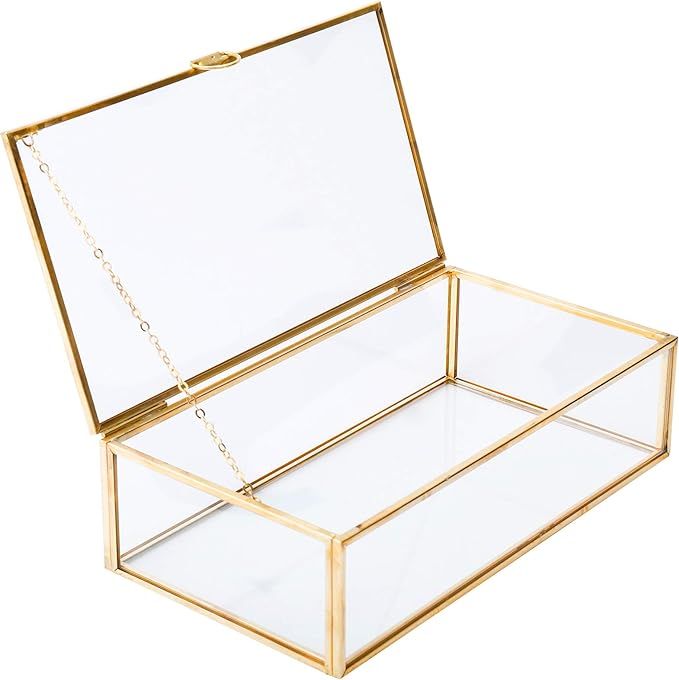 Amazon.com: HighFree 8" Copper Golden Vintage Glass Lidded Box, Decorative Jewelry Keepsake Displ... | Amazon (US)