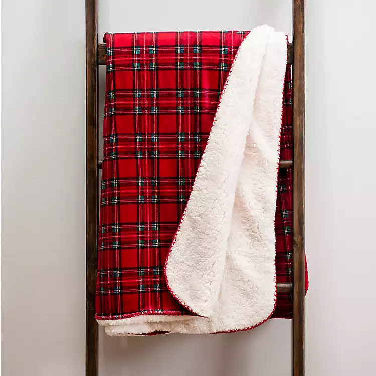 New!Red Tartan Plaid Sherpa Throw | Kirkland's Home