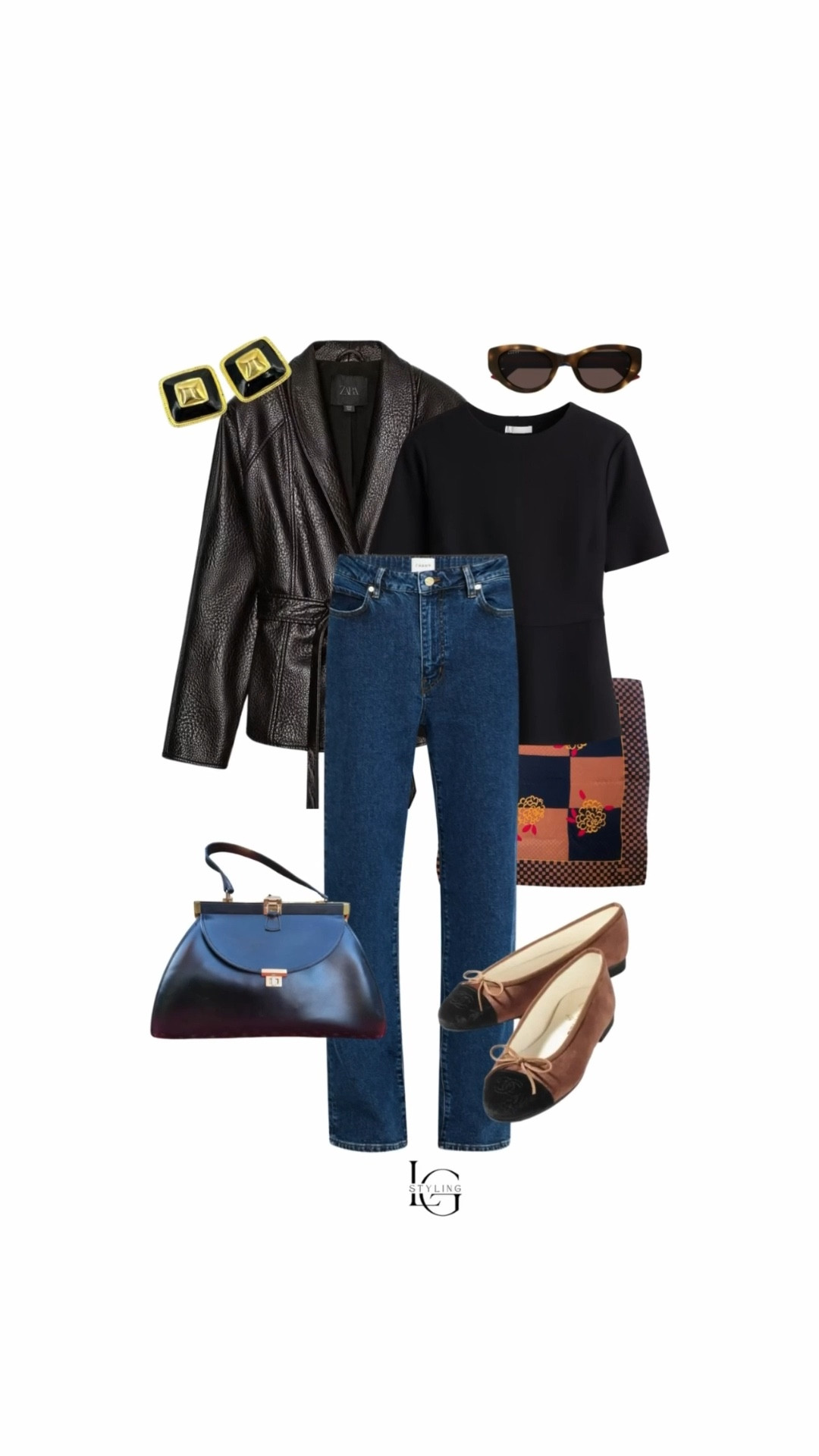 A little Parisian, a little polished, and endlessly wearable. This outfit pairs classic straight-leg denim with a chic peplum-style black top, luxe textured leather outerwear, and ballet flats for that timeless high-low mix I always love. Finished with a structured bag, statement scarf, and oversized sunnies, this is the kind of look that makes everyday dressing feel elevated and effortless.

Hashtags:
#LTKStyle #LTKSeasonal #LTKSpring #LTKFashion #BalletFlats #StraightLegDenim #ParisianStyle #ClassicStyle #ElevatedEveryday #WardrobeStaples #LeatherJacketStyle #EffortlessStyle #PersonalStylist #StyleInspiration #OutfitIdeas #DMVStylist #LGStyling