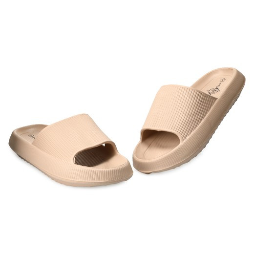 ladies nude puff slide sandals | Five Below