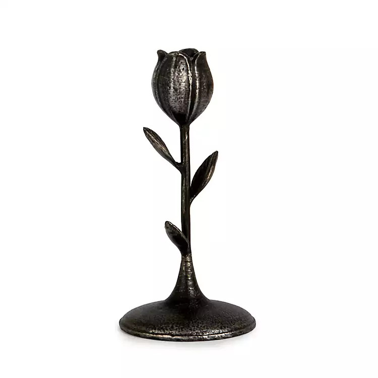 Cast Iron Flower Taper Candle Holder, 9 in. | Kirklands