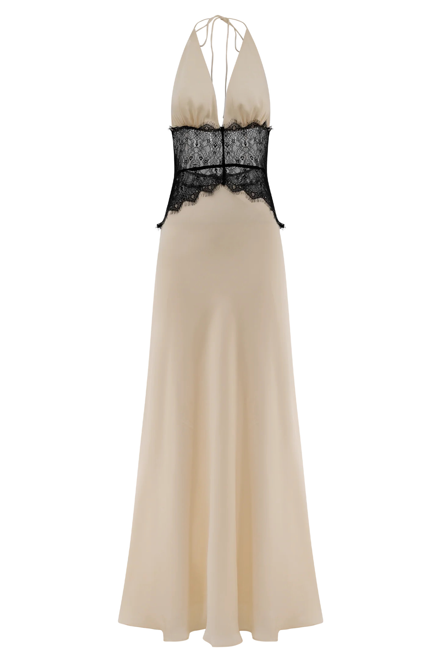 Dinah Lace And Satin Maxi Dress - Black/Ivory | MESHKI US