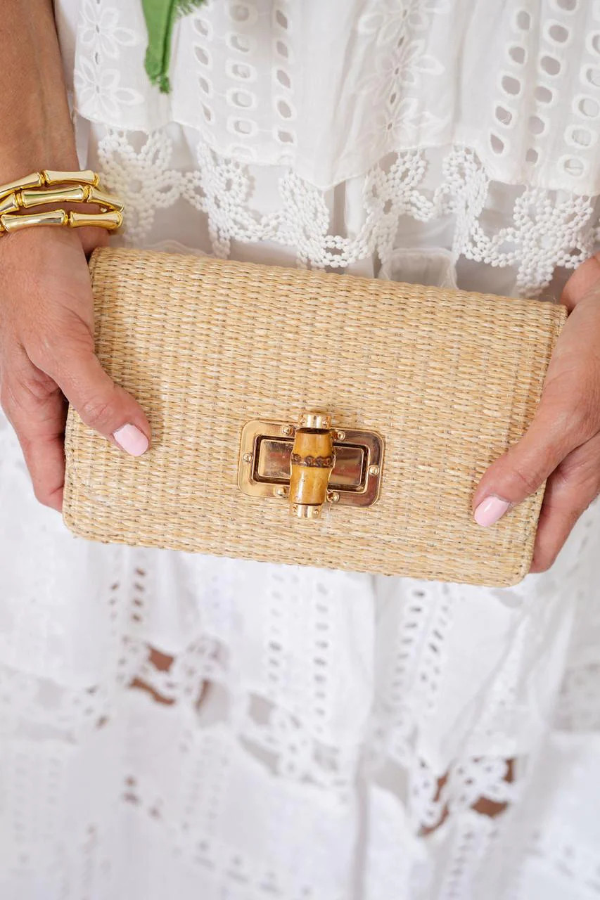 Lilly - Straw Clutch - Bamboo Toggle | Lisi Lerch Inc