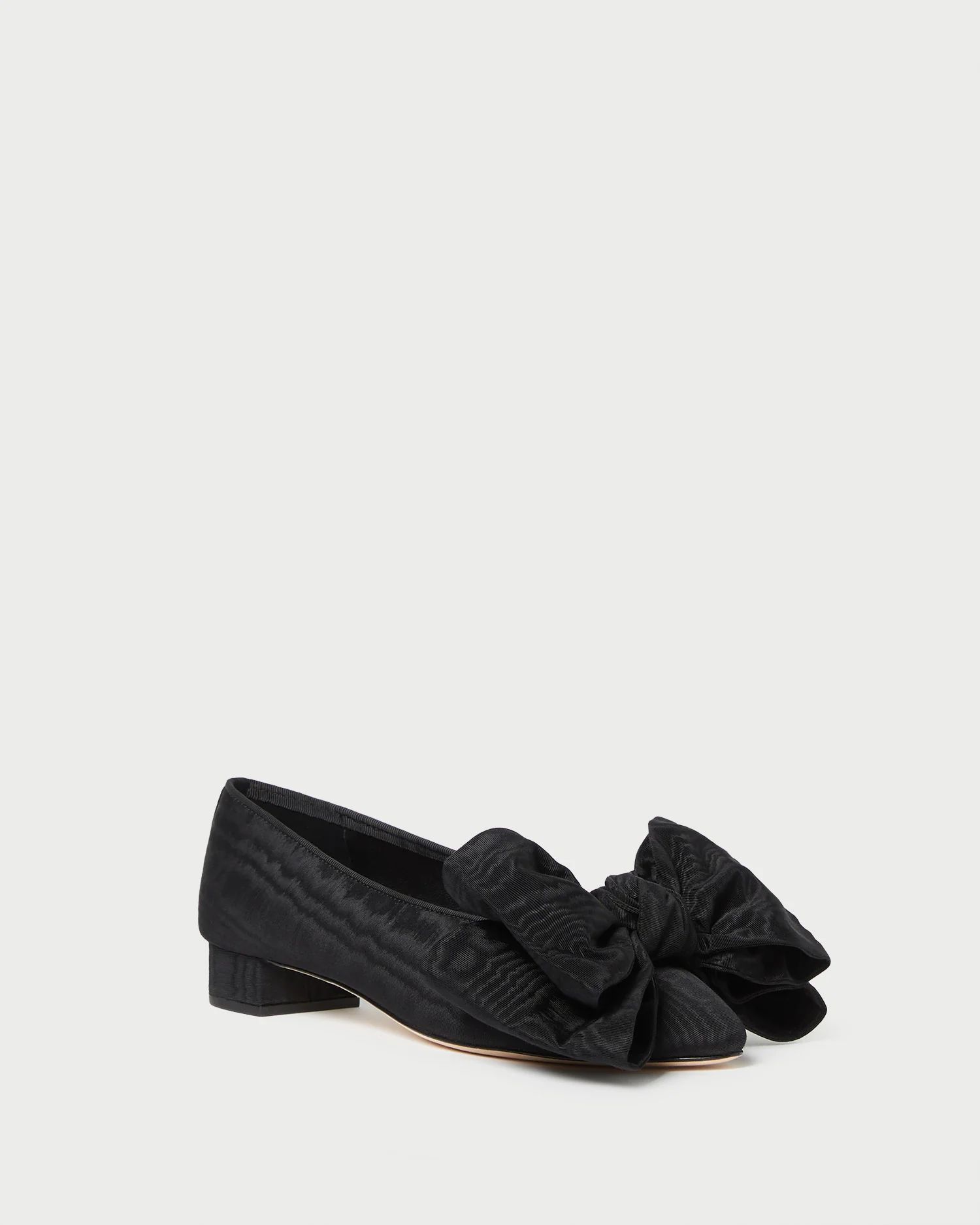 Noa Black Moiré Bow Flat | Loeffler Randall