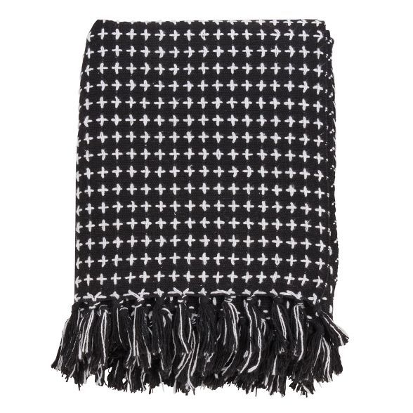 50"x60" Cross Thread Throw Blanket Black - Saro Lifestyle | Target