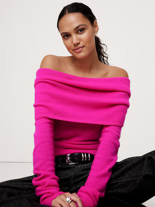 Lightweight Cashmere Off-Shoulder Sweater | Banana Republic (US)