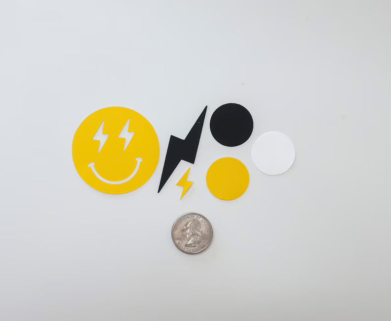 Happy Dude Confetti Two Cool One Cool Dude Yellow Black One Happy Dude Smiley Face Lightning Bolt... | Etsy (US)