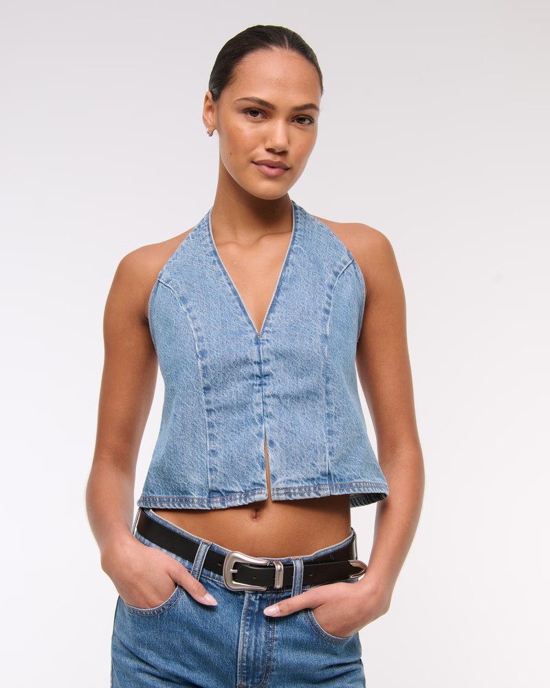 Denim Halter Vest | Abercrombie & Fitch (US)
