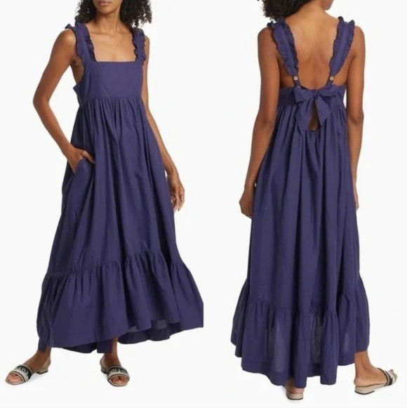 Free People Isabella Maxi dress Tiered Ruffle Straps Large NWT boho romantic | Poshmark