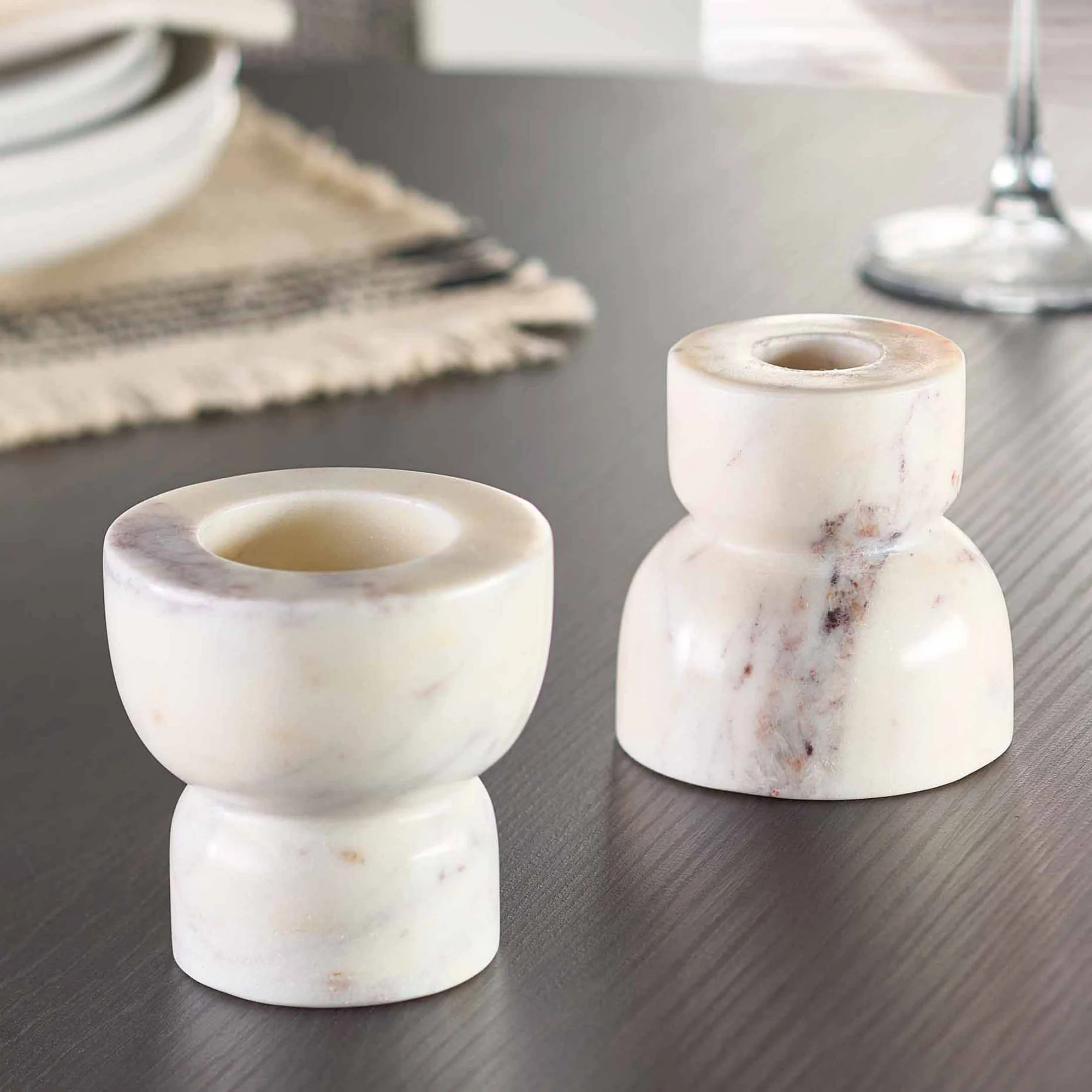 Better Homes & Gardens Modern Marble Taper Votive Candleholder Set, 2-Piece, 3" | Walmart (US)