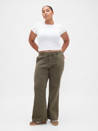 Low Rise Relaxed Flare Khakis | Gap (US)