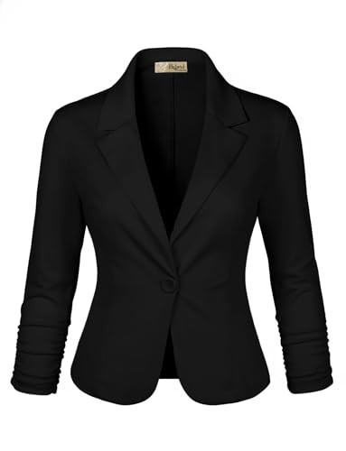 Hybrid & Company Women's Lightweight Casual Work Office Stretch Ponte Cardigan Blazer Jacket JK1131 Black XS | Amazon (US)
