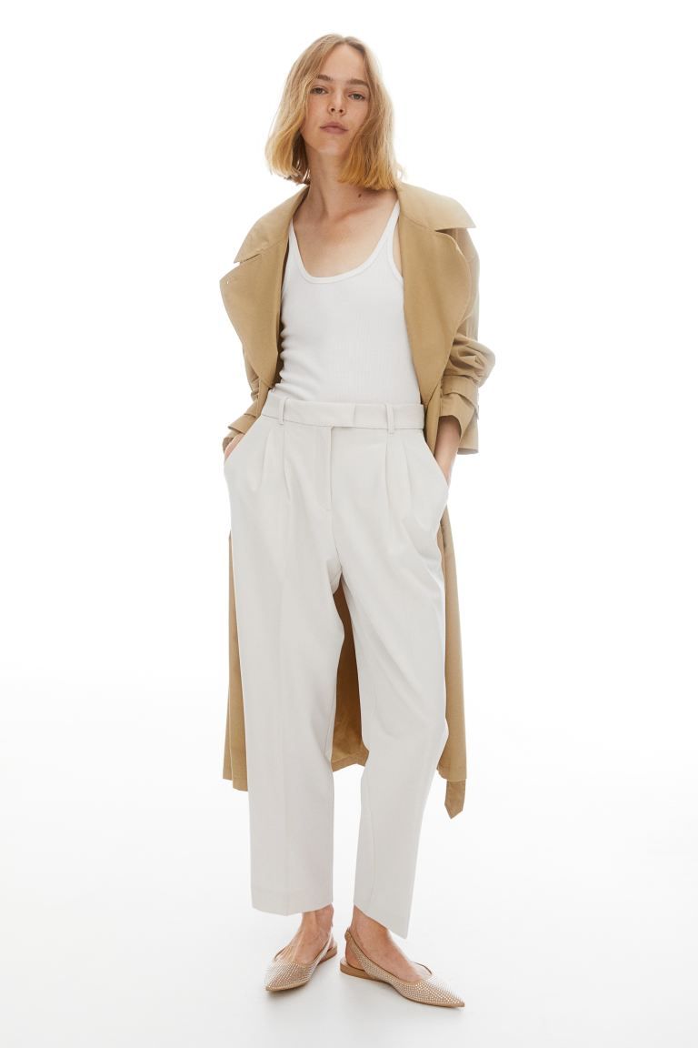 Ankle-length Pants - Light beige - Ladies | H&M US | H&M (US + CA)