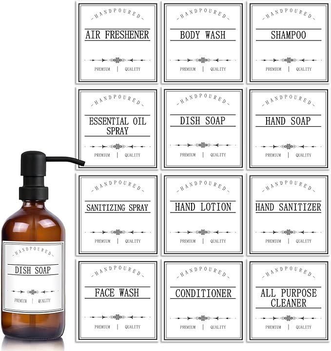 GMISUN White Waterproof Label Stickers for Bottles, Farmhouse Kitchen / Bathroom Organization Lab... | Amazon (US)