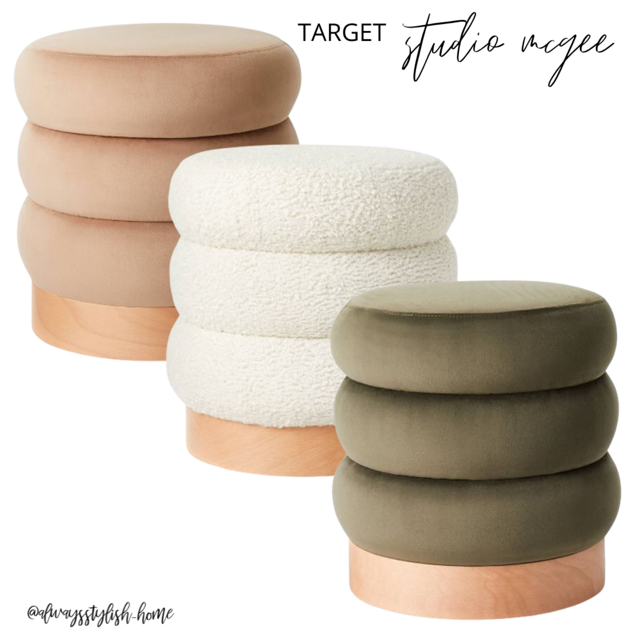 New target x studio McGee! Round ottoman, channel tufted ottoman, boucle, wood base ottoman, olive green velvet, light brown velvet, cream teddy boucle

#LTKhome #LTKFind