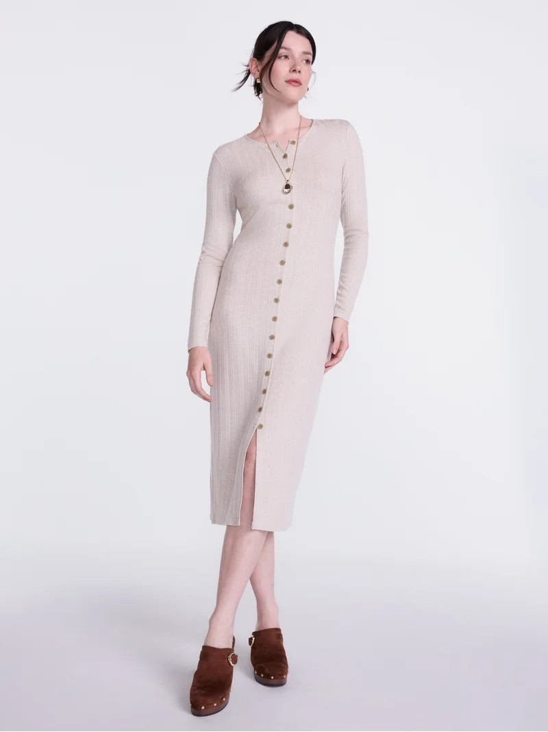 Scenario Women's Cardigan Midi Dress with Long Sleeves, Sizes XS-XXXL | Walmart (US)