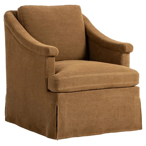 Joplin Broadway Gilt Linen Swivel Chair | Kathy Kuo Home