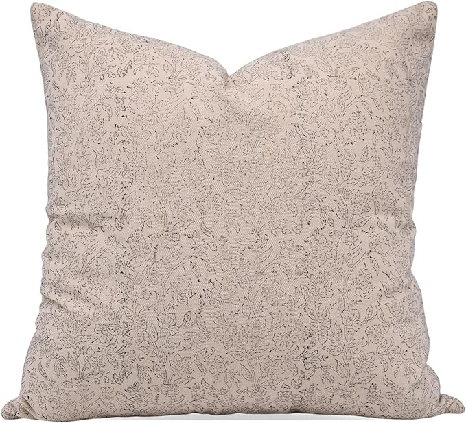 Pillow Covers Traditional Handmade Block Print 14X14 Inch Duck Canvas Floral Accent Throw Pillowc... | Amazon (US)