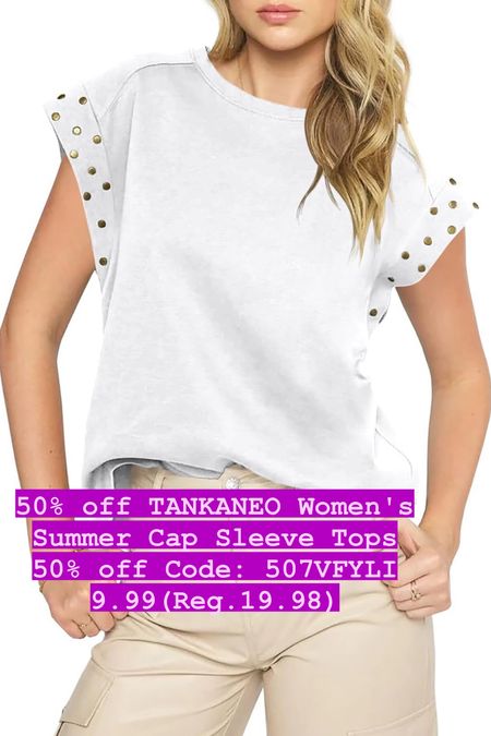 50% off TANKANEO Women's Summer Cap Sleeve Tops
50% off Code: 507VFYLI
9.99(Reg.19.98)

#LTKstyletip #LTKfindsunder50 #LTKsalealert