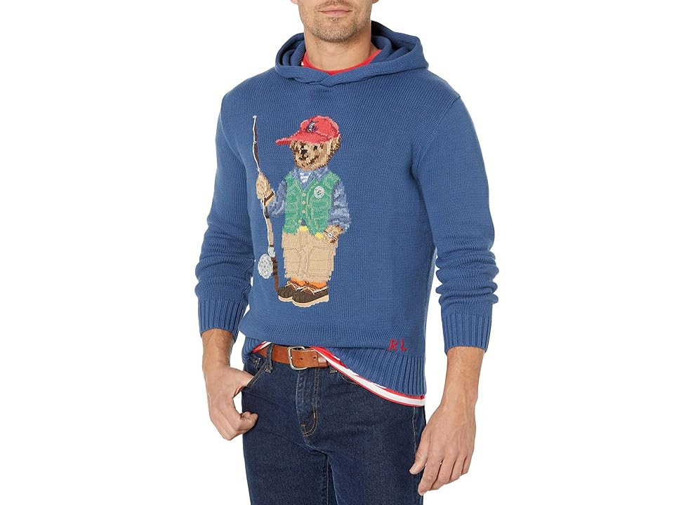 Polo Ralph Lauren Polo Bear Cotton Hooded Sweater (Old Royal) Men's Clothing | Zappos