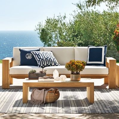 Larnaca Outdoor Teak Sofa, 3-Seat | Williams-Sonoma