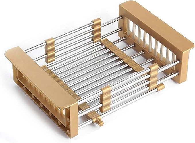 Expandable Stainless Steel Dish Drying Rack, Telescopic Drain Basket Over Sink Organizer for Vege... | Amazon (US)