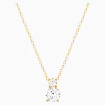 Solitaire Double Pendant, White, Gold-tone plated | Swarovski (US)