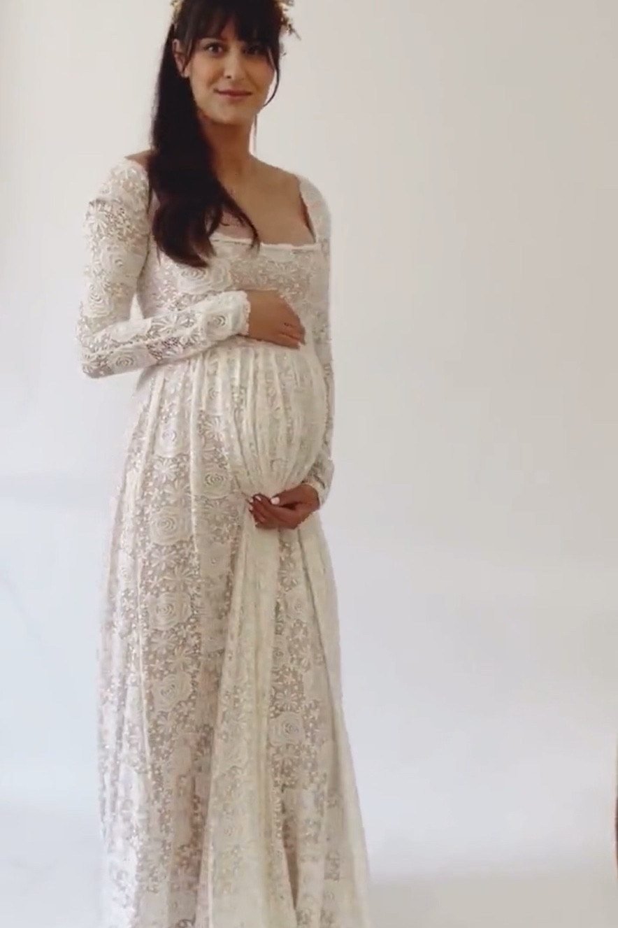Maternity Vintage Ivory Blush  Square Neckline Dress Maternity dress for photo shoot 

#LTKBump #LTKBaby