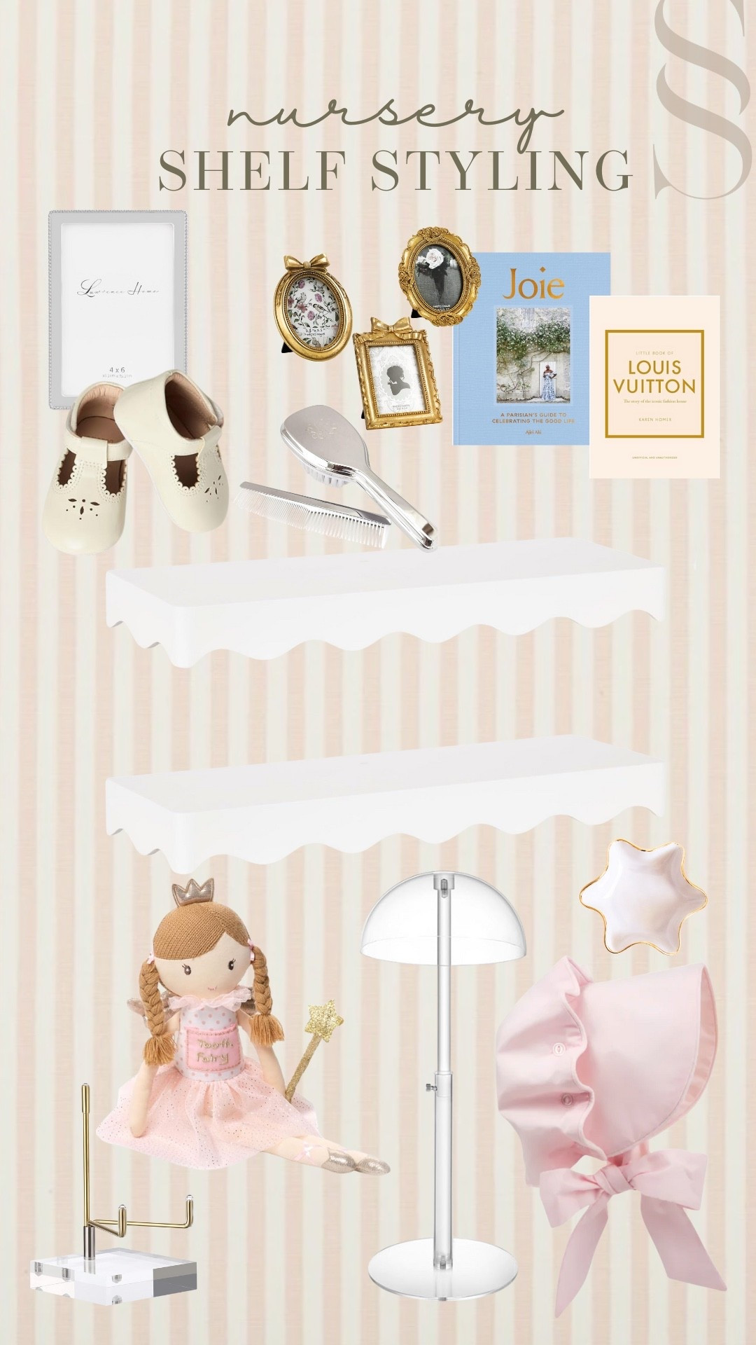 Scalloped floating shelves for nursery from Amazon come in set of 2! Here’s all the items I used to style them for my baby girl nursery decor. 

#LTKBaby #LTKHome #LTKFindsUnder50