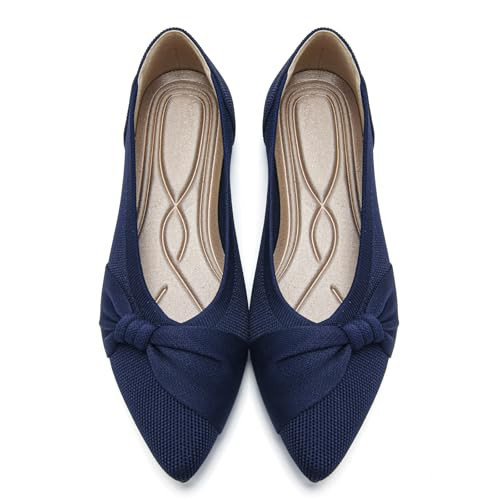 HIULYCENCE Pointed Toe Flats for Women Ballet Flats Nude US6.5 | Amazon (US)