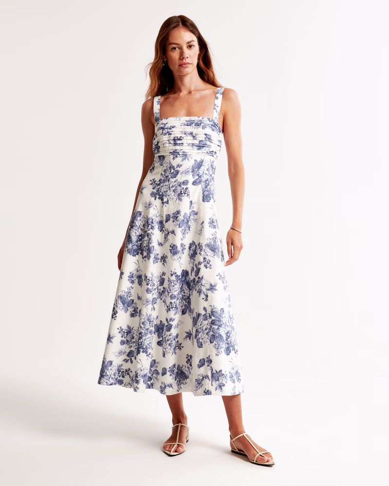 Women's The A&F Emerson Fit & Flare Midi Dress | Women's New Arrivals | Abercrombie.com | Abercrombie & Fitch (US)