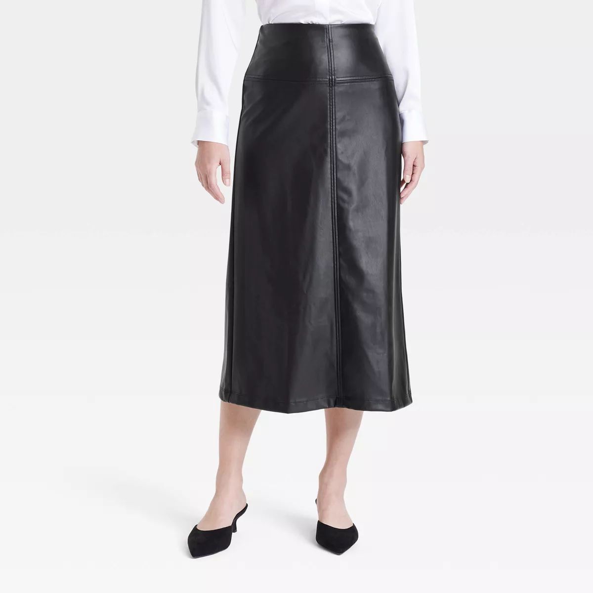 Women's Faux Leather Midi Skirt - A New Day™ Black | Target