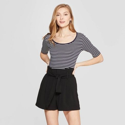 Women's Striped Regular Fit Scoop Neck T-Shirt - A New Day™ | Target