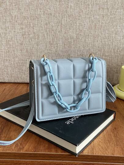 Minimalist Chain Decor Embossed Crossbody Bag | SHEIN