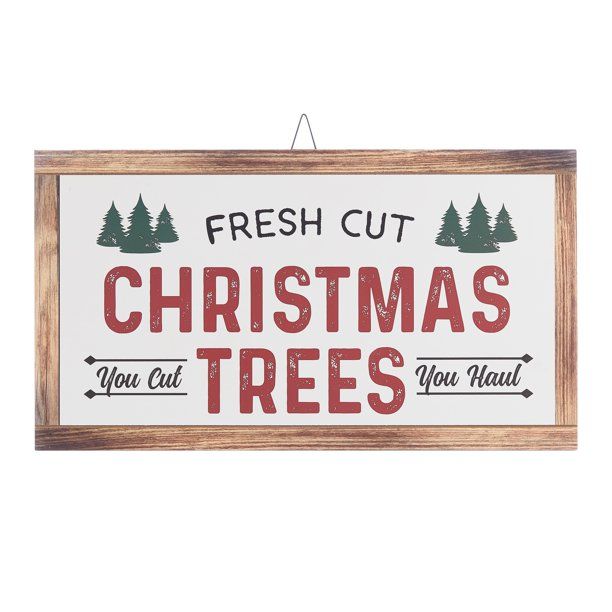 Holiday Time Fresh Cut Christmas Tree Hanging Sign Christmas Decoration, 18" x 10" | Walmart (US)