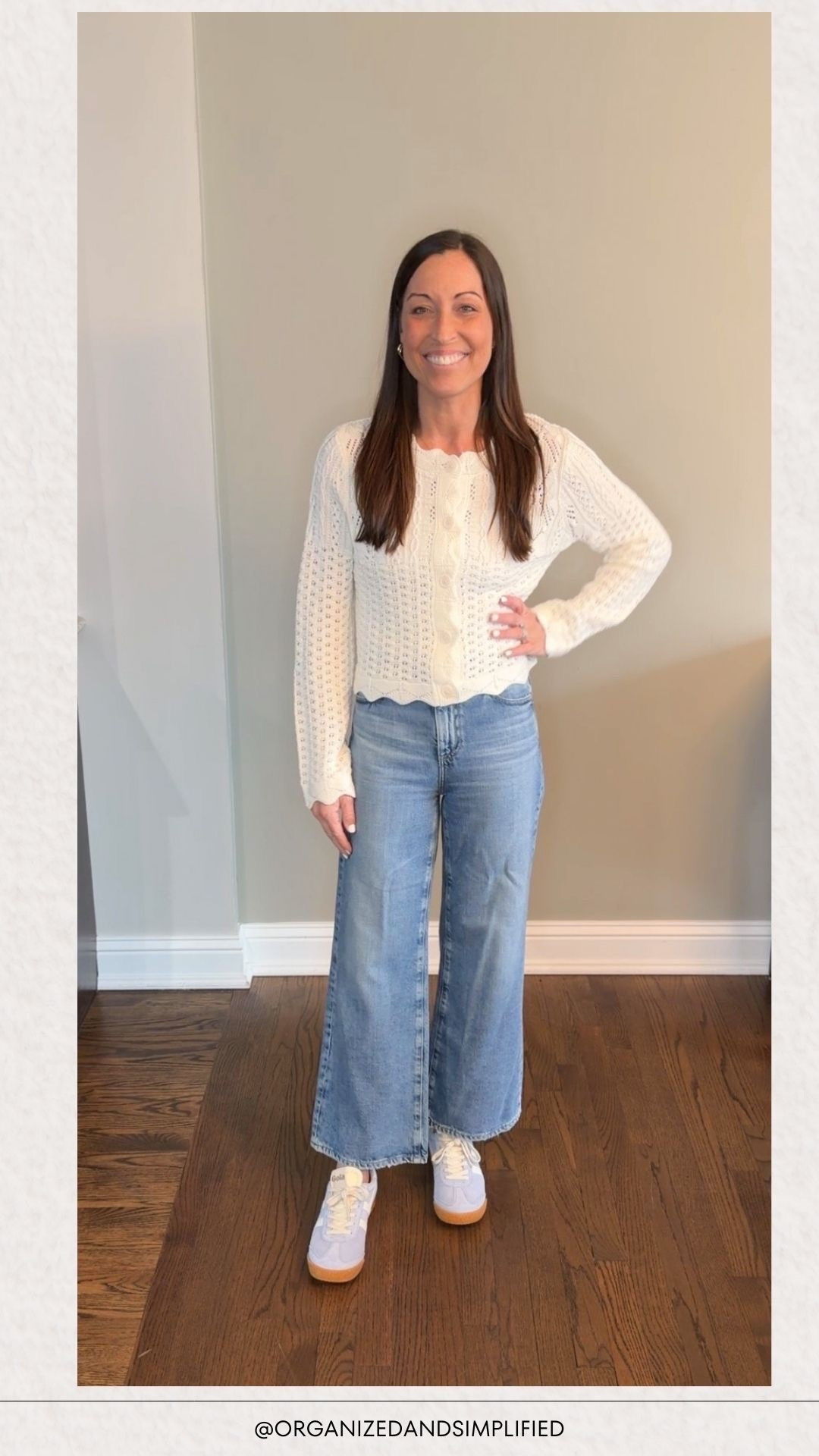 Love the details on this cream colored cardigan from @Target paired with my favorite new gym shoes! 

#LTKootd #LTKTravel #LTKWorkwear
