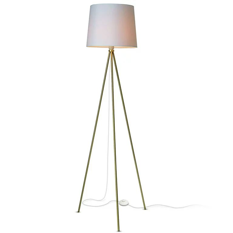 Newhouse Lighting Brand Contemporary Tripod Floor Lamp with White Color Lamp Shade | Walmart (US)