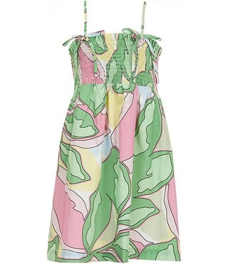 Girls Boat Neck Floral Print Trapeza Dress | Dillard's